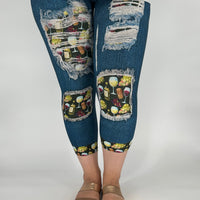 Denim Wine Capri w/ Back Pockets