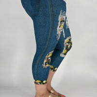 Denim Wine Capri w/ Back Pockets