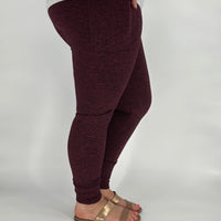 Maroon Fleece Leggings w/ Pockets
