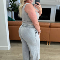 Acid Wash Wide Leg Sweatpants in Ash Sleet