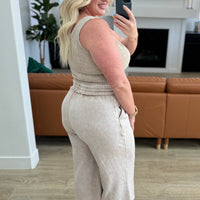 Acid Wash Wide Leg Sweatpants in Ash Mocha