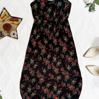 IN STOCK Reagan Ribbed Midi Dress - Black Floral FINAL SALE