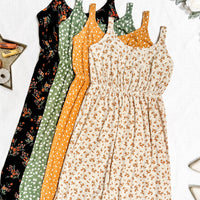 IN STOCK Reagan Ribbed Midi Dress - Pumpkin Floral FINAL SALE