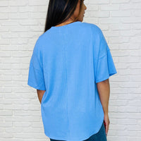 Just a Casual Girly V-Neck Basic Tee in Periwinkle Blue