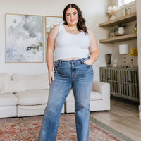 Katrina High Waist Distressed Denim Trousers
