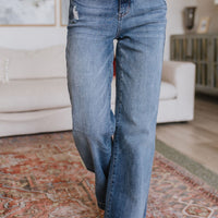 Katrina High Waist Distressed Denim Trousers