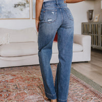 Katrina High Waist Distressed Denim Trousers