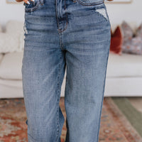 Katrina High Waist Distressed Denim Trousers