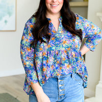 Lizzy Babydoll Top in Royal Multi Fireworks