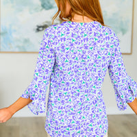 Lizzy Bell Sleeve Top in Violet Filigree