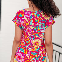 Lizzy Cap Sleeve Top Magenta and Pink Multi Floral