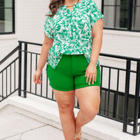 Lizzy Cap Sleeve Top in Emerald and White Floral