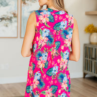 Lizzy Tank Dress in Hot Pink Tropical Floral