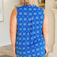 Lizzy Tank Dress in Royal Floral Tile