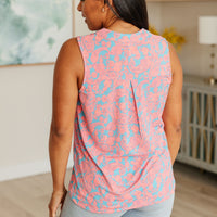 Lizzy Tank Top in Blue and Apricot Paisley