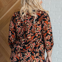 Lizzy Top in Black and Chocolate Floral