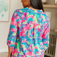 Lizzy Top in Pink and Teal Tie Dye