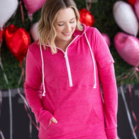 IN STOCK Pixie Pocket Halfzip Hoodie - Hot Pink