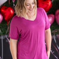 IN STOCK Bamboo V Neck Tee - Magenta