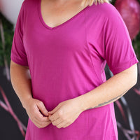 IN STOCK Bamboo V Neck Tee - Magenta