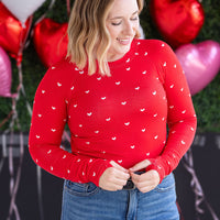 IN STOCK Blair Long Sleeve Top - Sweetheart Red