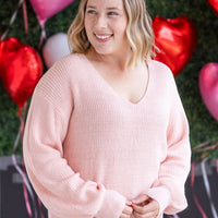 IN STOCK Bethany Bow Knit Sweater - Light Pink
