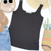 IN STOCK Rachel Ribbed Tank - Black