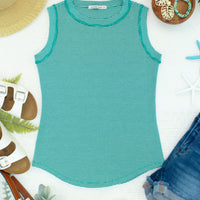 IN STOCK Morgan Micro Striped Tank - Jade