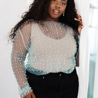 Pearl Diver Layering Top in Light Cyan