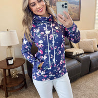 IN STOCK Soft Funnel Neck - Navy Floral