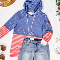IN STOCK Hailey Pullover Hoodie - Faded Navy Freedom Stars and Stripes FINAL SALE