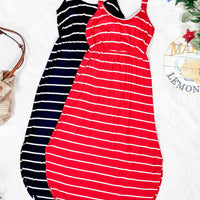 IN STOCK Reagan Ribbed Midi Dress - Red Stripes FINAL SALE