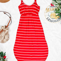 IN STOCK Reagan Ribbed Midi Dress - Red Stripes FINAL SALE