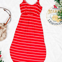 IN STOCK Reagan Ribbed Midi Dress - Red Stripes FINAL SALE