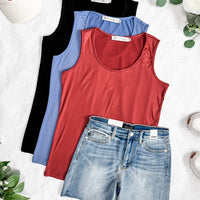 IN STOCK Luxe Crew Tank - Denim FINAL SALE