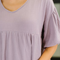 Pleasantly Perfect Bubble Sleeve Peasant Blouse