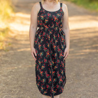 IN STOCK Reagan Ribbed Midi Dress - Black Floral FINAL SALE
