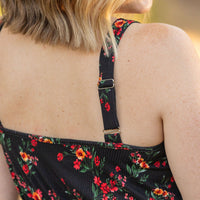 IN STOCK Reagan Ribbed Midi Dress - Black Floral FINAL SALE