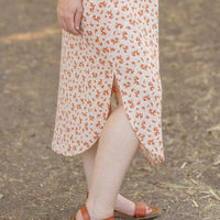 IN STOCK Reagan Ribbed Midi Dress - Sand and Rust Floral FINAL SALE