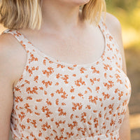 IN STOCK Reagan Ribbed Midi Dress - Sand and Rust Floral FINAL SALE