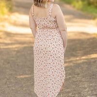 IN STOCK Reagan Ribbed Midi Dress - Sand and Rust Floral FINAL SALE