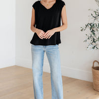 Ruched Cap Sleeve Top in Black