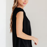 Ruched Cap Sleeve Top in Black