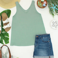 IN STOCK Vera V Neck Tank - Sage