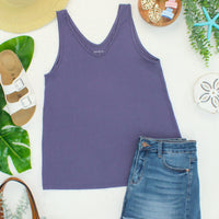 IN STOCK Vera V Neck Tank - Slate Purple