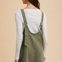 Annie Wear V-Neck Adjustable Strap Denim Overall Dress with Pockets