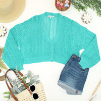 IN STOCK Callie Cropped Cardigan - Aqua FINAL SALE
