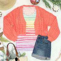 IN STOCK Callie Cropped Cardigan - Melon FINAL SALE