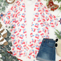 IN STOCK Patriotic Cherries Kimono FINAL SALE