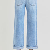 RISEN Full Size Ankle Wide Leg Cuffed Jeans Plus Size